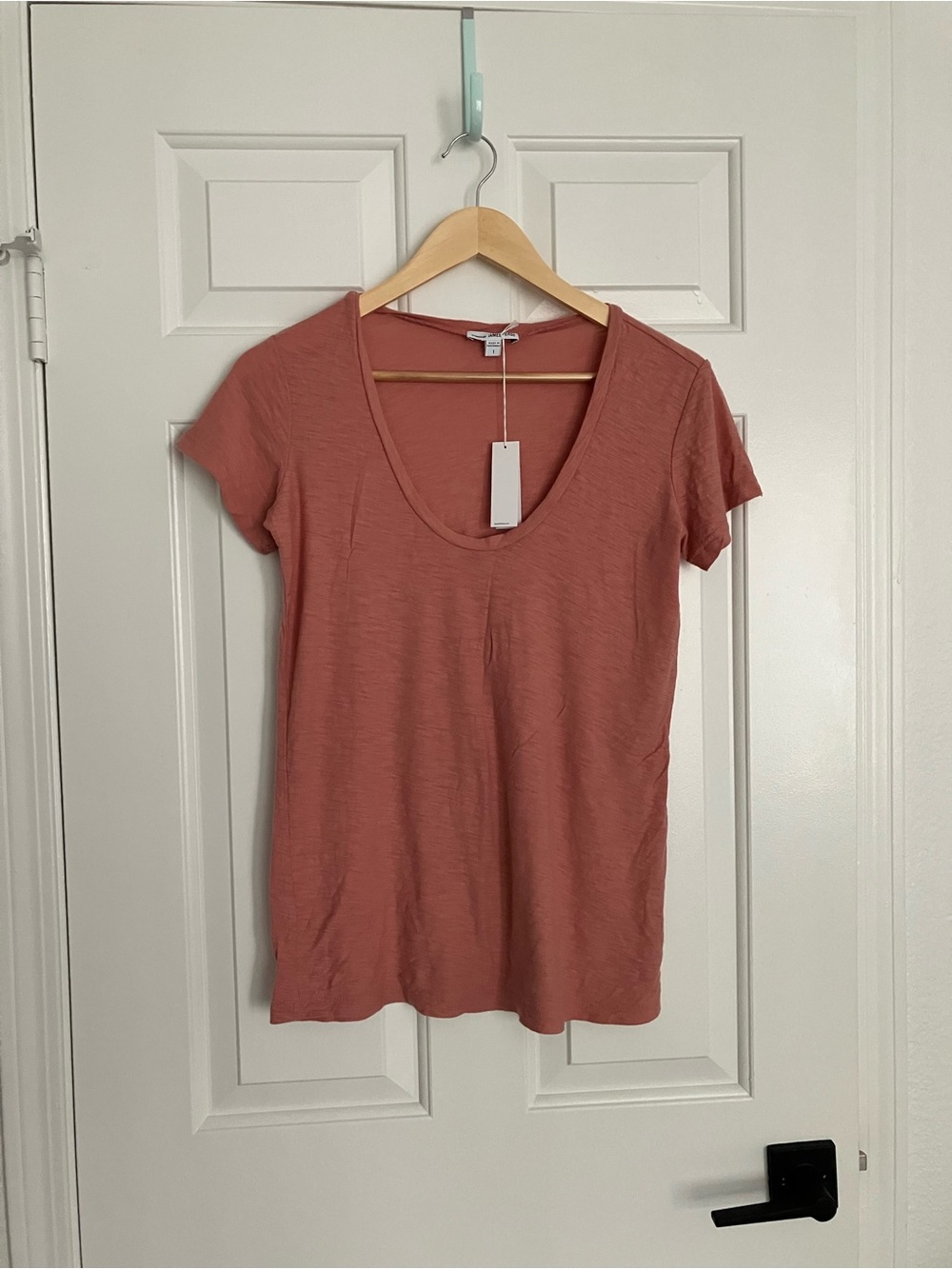 James Perse Scoop Neck Short Sleeve Tee in Rose Clay